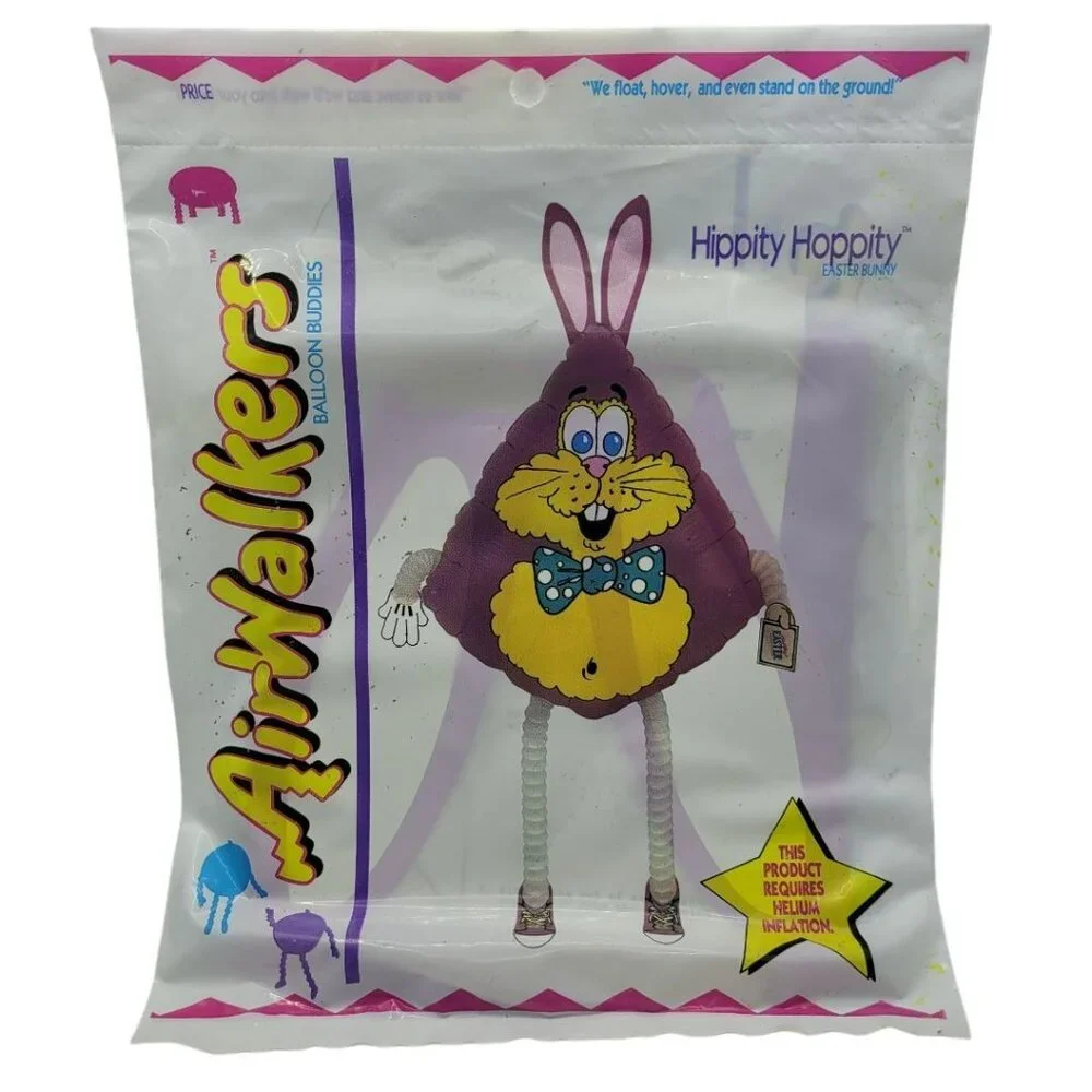 AirWalkers Balloon Buddies Easter Bunny Rabbit Hippity Hoppity Helium Vtg Purple